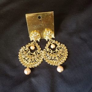 Golden Pink Pearl Indian Earings